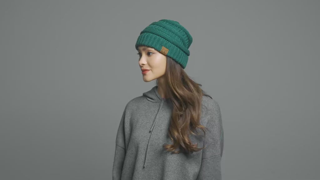 C.C Cable Knit Ribbed Beanie
