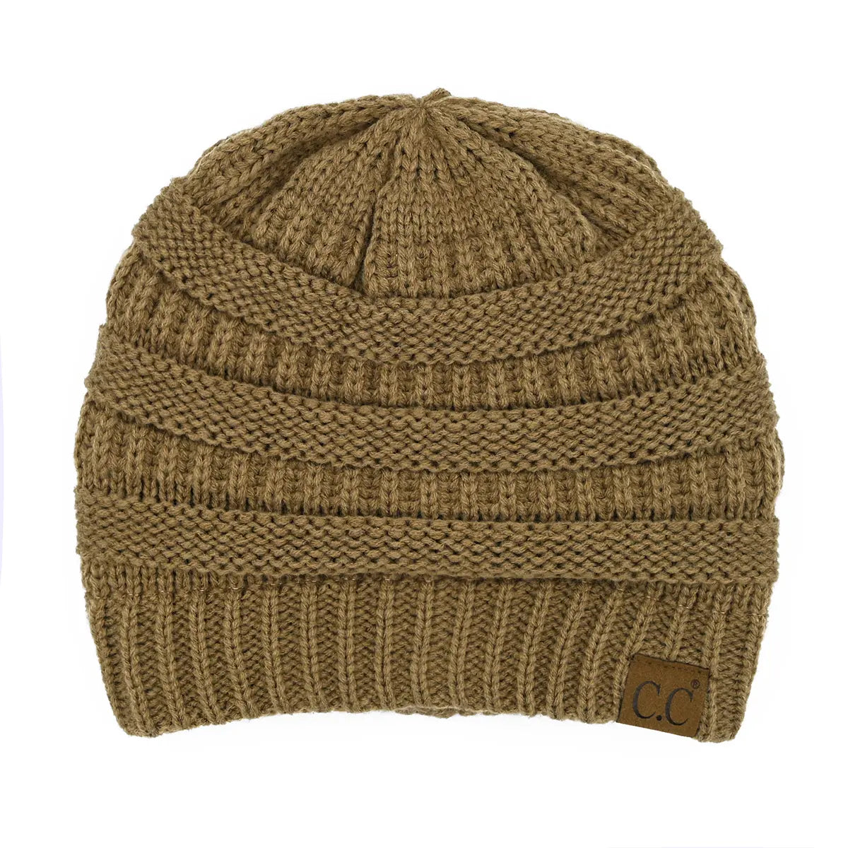 C.C Ribbed Knit Beanie with Ultra-Soft Fuzzy Lining