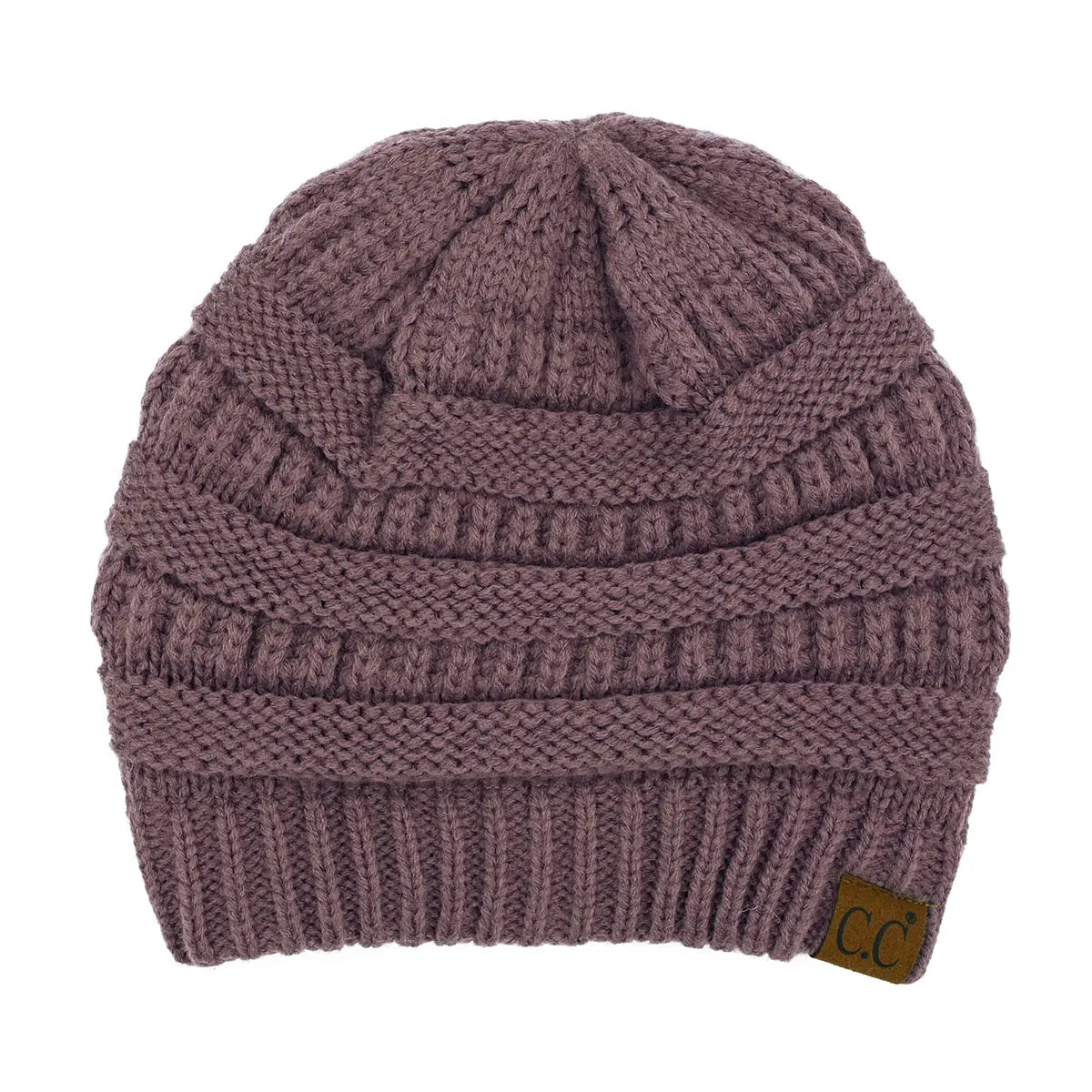 C.C Ribbed Knit Beanie with Ultra-Soft Fuzzy Lining